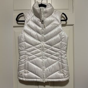 The North Face—Quilted Puffer Vest 550, Winter White, Satiny Shine, S, Zip Front